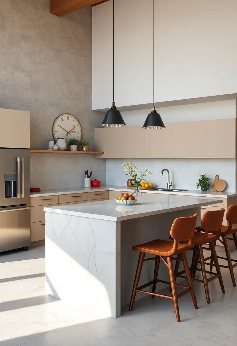 Mid-Century Modern Small Kitchen Islands with Iconic Seating Styles and Smart Space Solutions