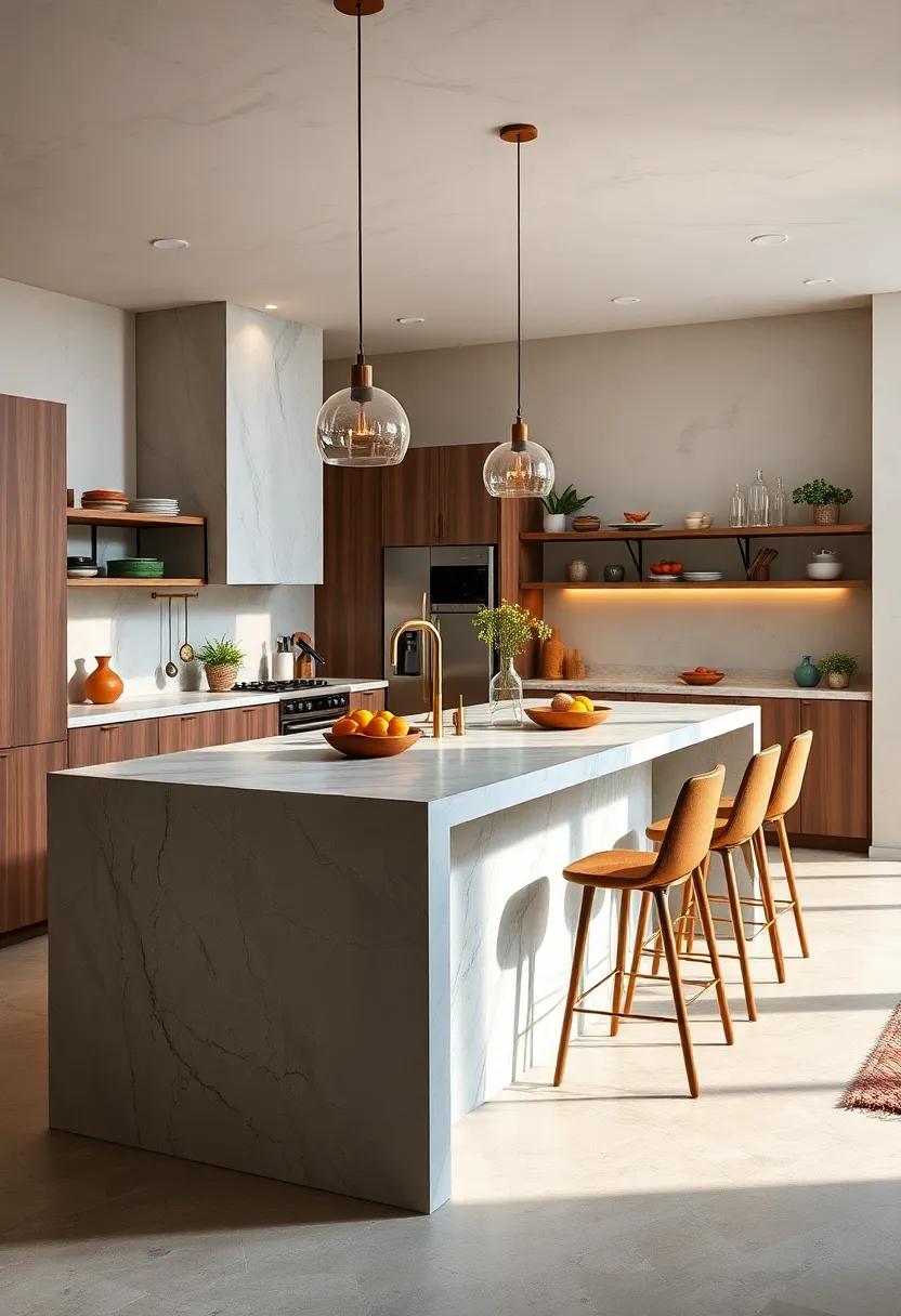 Space-Saving Kitchen Islands with Hidden Storage Beneath Comfortable Seating Zones