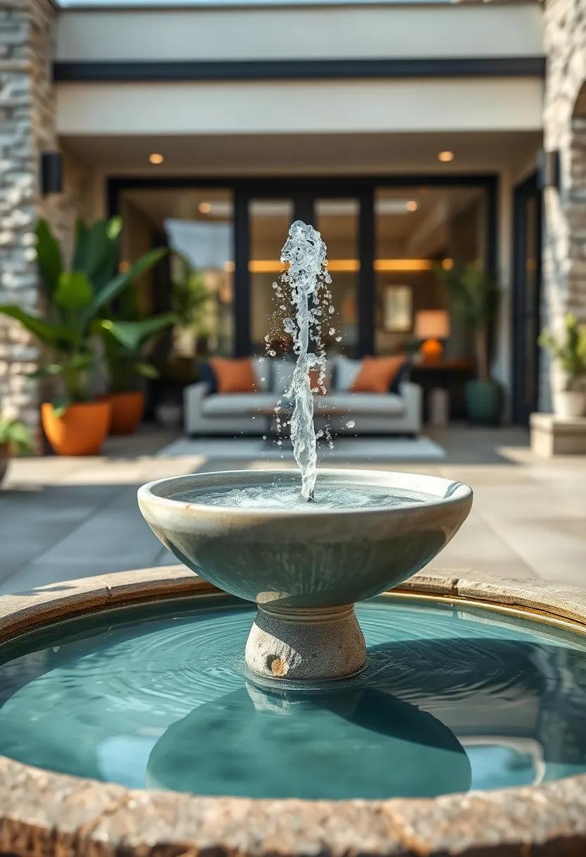 Delicate Water Droplets Sparkling In Sunlight From A Solar-Powered Garden Fountain