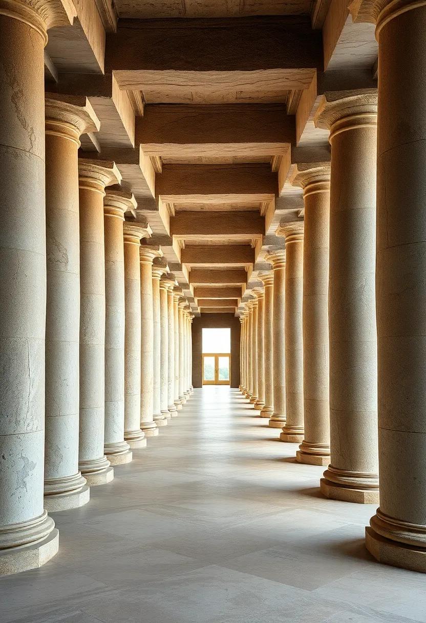 An Array of Stone Columns Lined Like Soldiers, Silent and Steadfast at the Entrance of Forgotten Temples