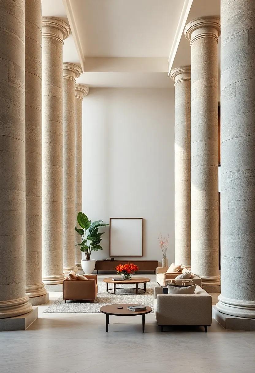 Columns of Different Eras Standing Side by Side, An Artistic Dialogue of Architectural Evolution