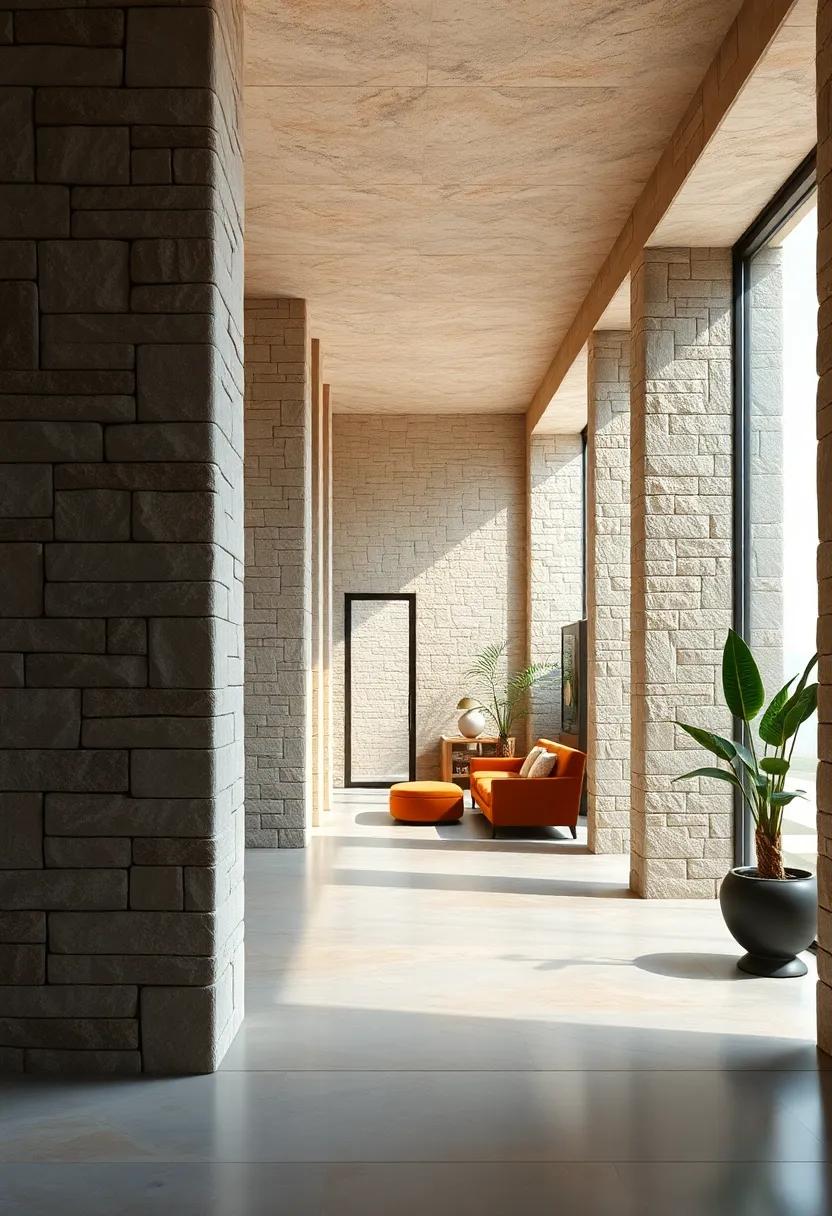 The Harmonious Blend of Stone Texture and Architectural Symmetry Setting a Timeless Entrance Mood