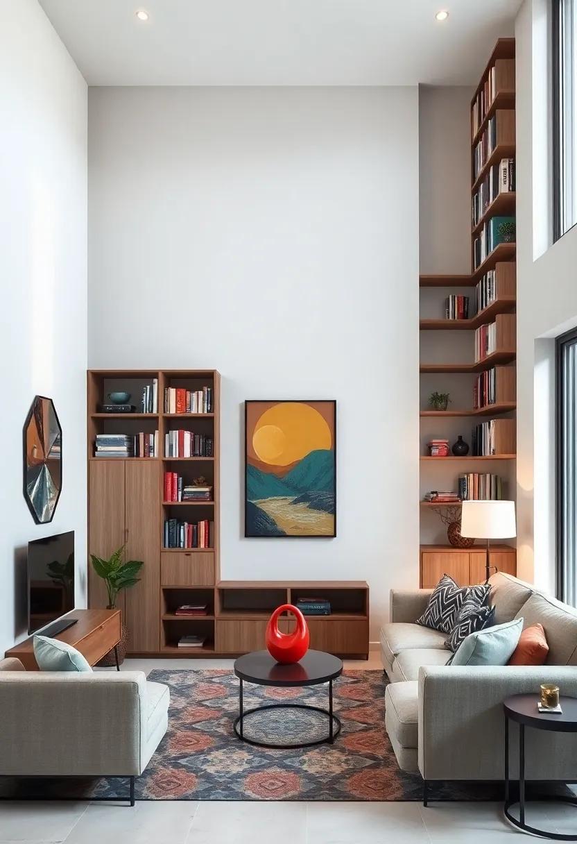 Optimize vertical space with towering⁢ bookshelves that not only display your favorite reads but⁢ also serve as stunning decor