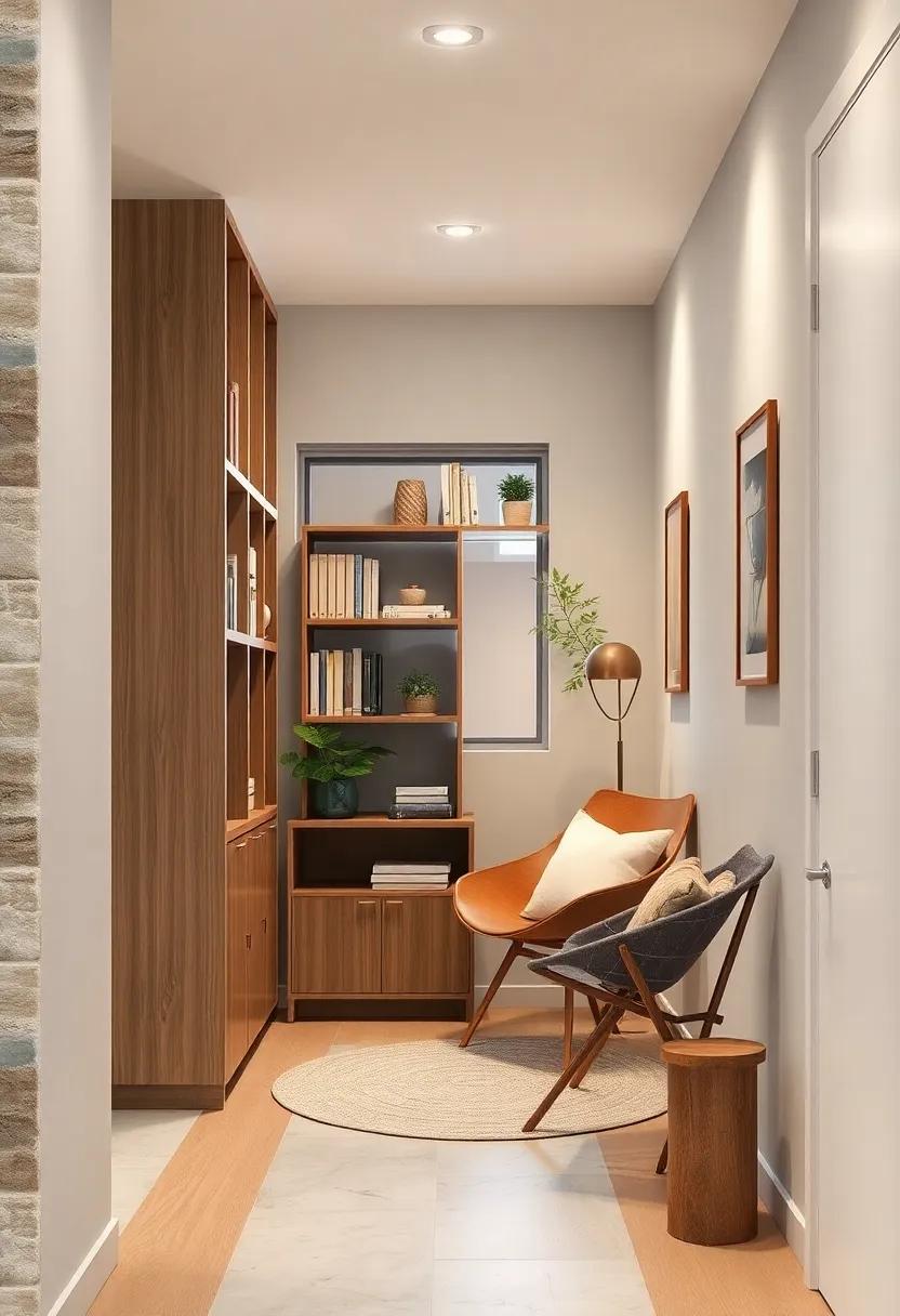 Transform a hallway nook into‌ a cozy reading corner, ⁢equipping it with a compact bookshelf and a folding chair for functionality