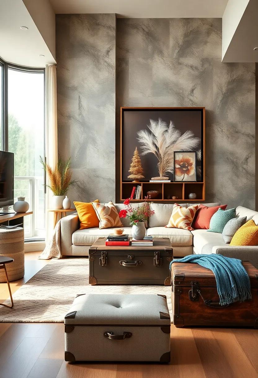 Stash away seasonal decor in stylish ‌trunks that can⁣ also act as additional seating during gatherings