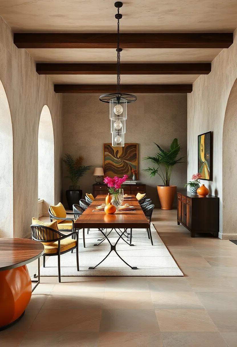 Mediterranean Escape: Infuse rich colors,wrought iron accents,and terra cotta tiles to transport your dining experience to sunny shores⁤ filled‍ with delicious ⁤cuisine