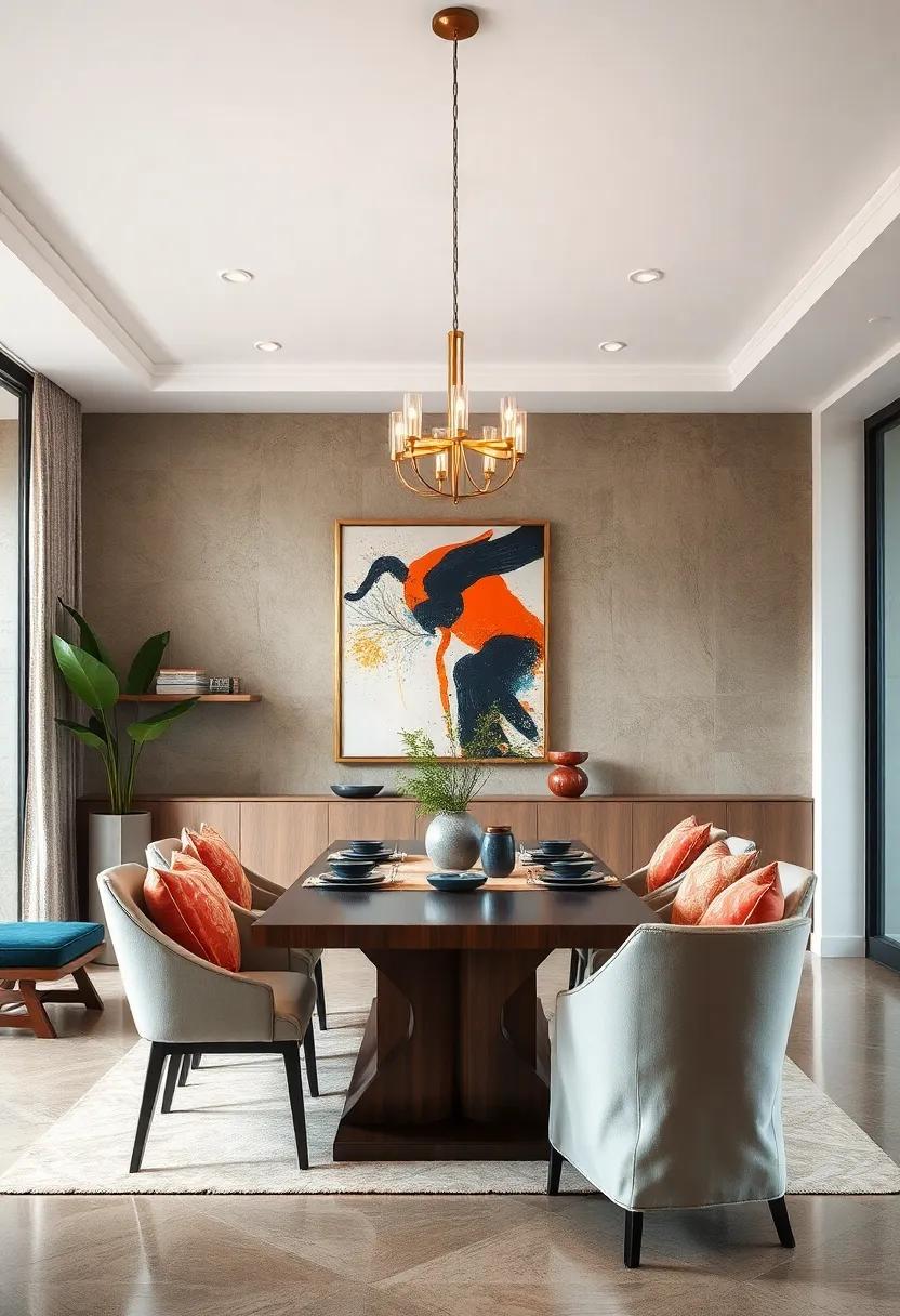 Modern ​Artistry: Integrate‍ bold artwork and striking decor elements for‌ a contemporary ‌dining​ room that inspires creativity and conversation at every ‍meal