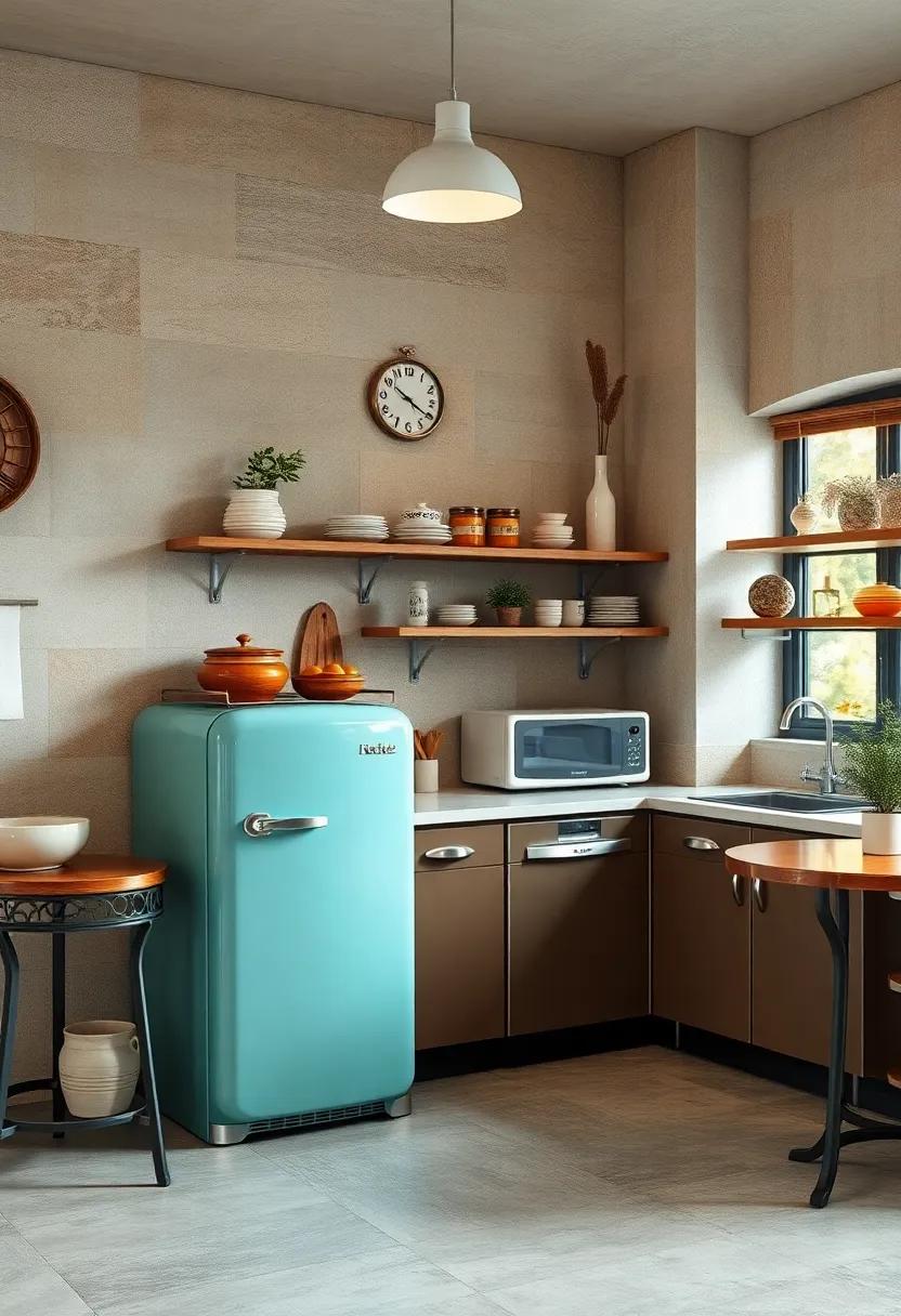 Antique Refrigerators with Rounded Edges Adding Nostalgic Charm to Kitchen Corners