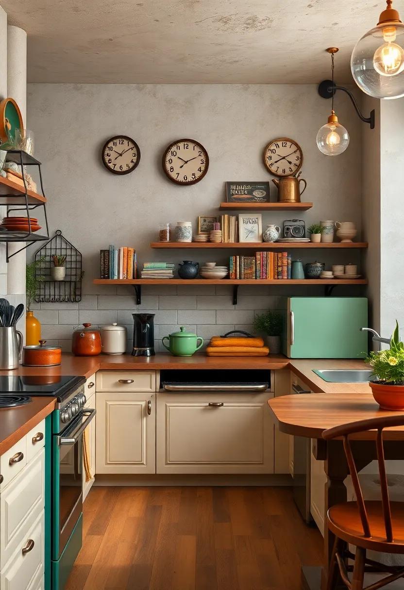 Retro Wall Clocks and Vintage Cookbook Displays Creating a Nostalgic Kitchen Atmosphere
