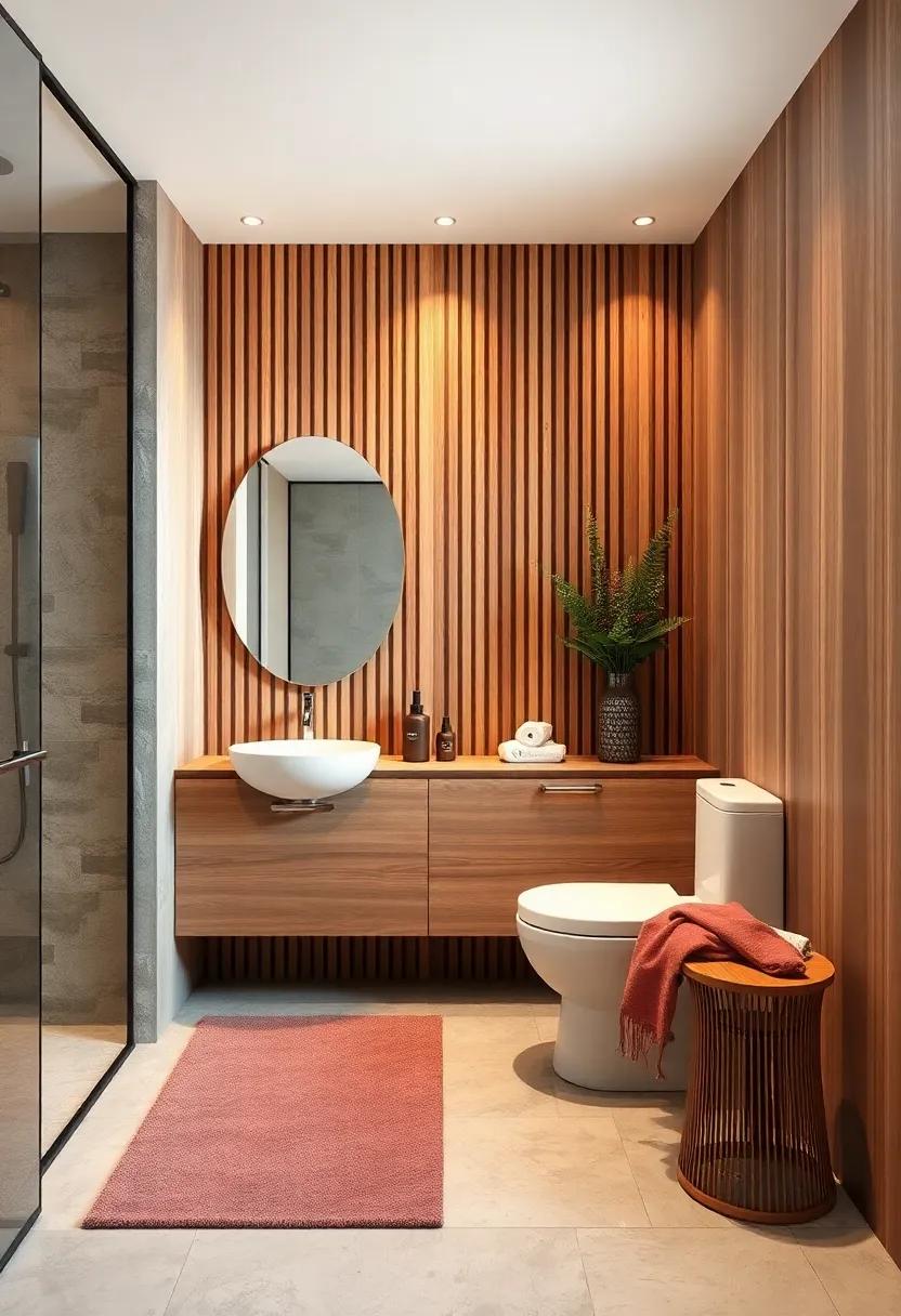 Natural Wood Slat Walls: Enhancing Visual Interest and Warmth in Small Bathrooms