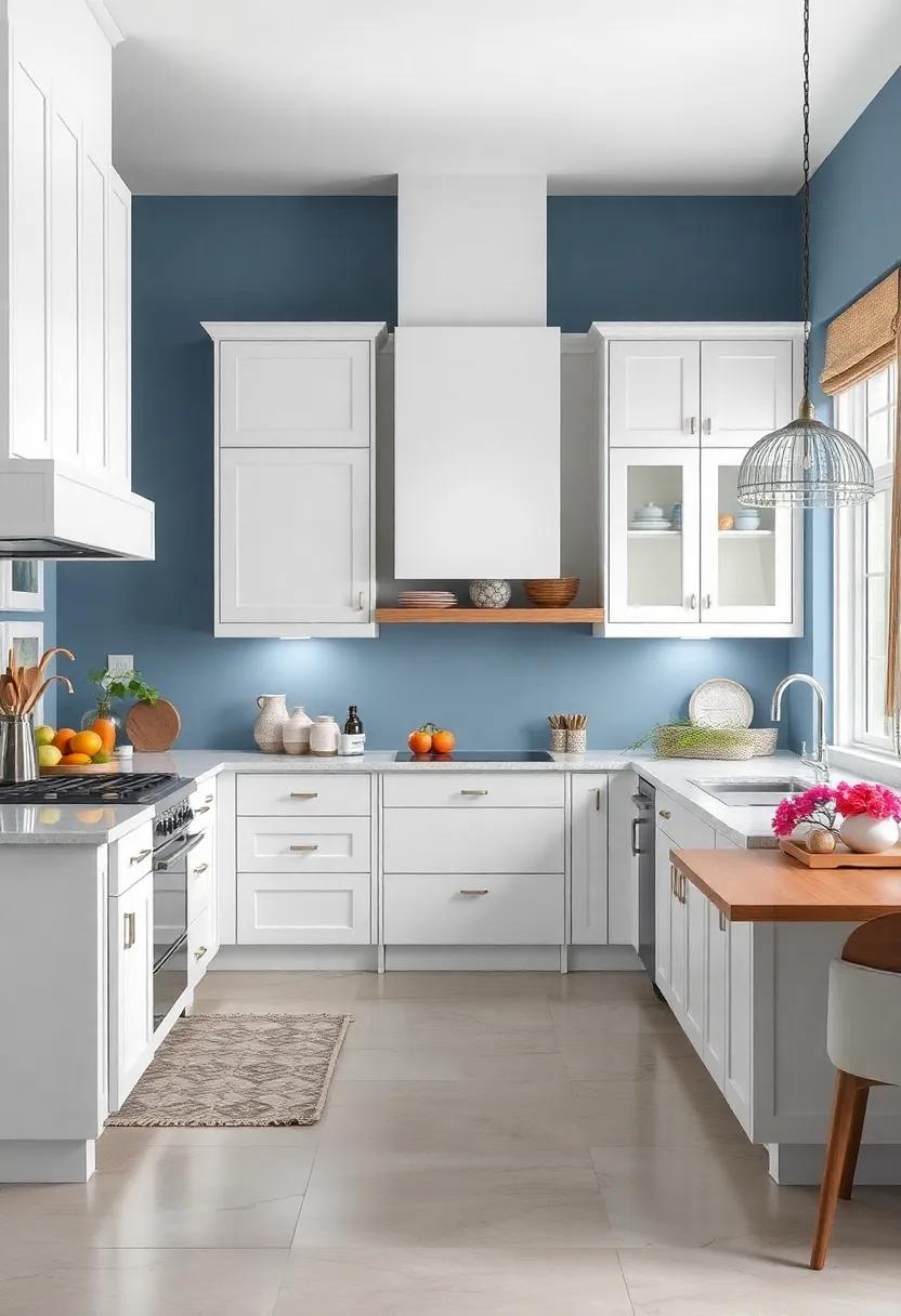 Pair with Soft Greys: ‍Introduce a subtle grey‌ accent alongside blue walls to create⁤ a serene ⁢backdrop that complements white cabinetry beautifully