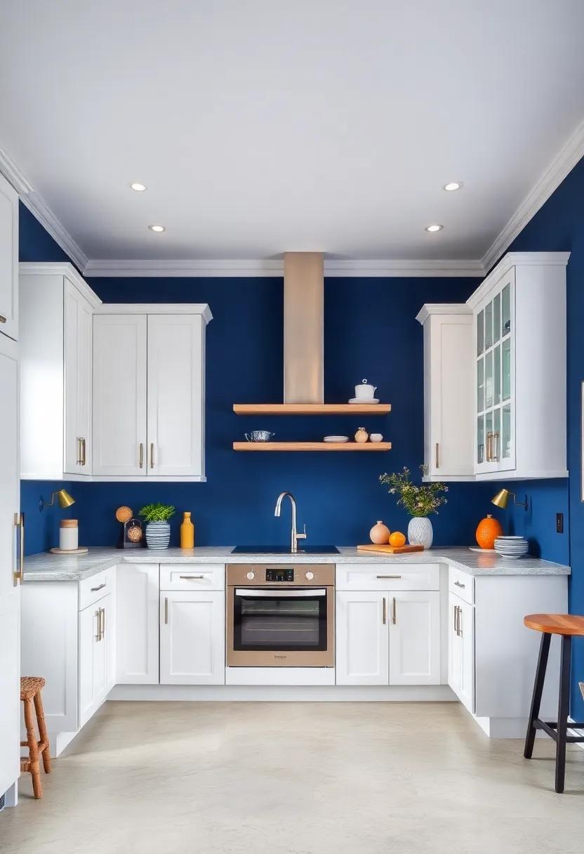 Experiment with ⁣Darker Blues: Use⁣ navy or‍ indigo for ⁣an ​accent wall ⁣to create a​ dramatic contrast that emphasizes the ‍bright‍ white cabinetry
