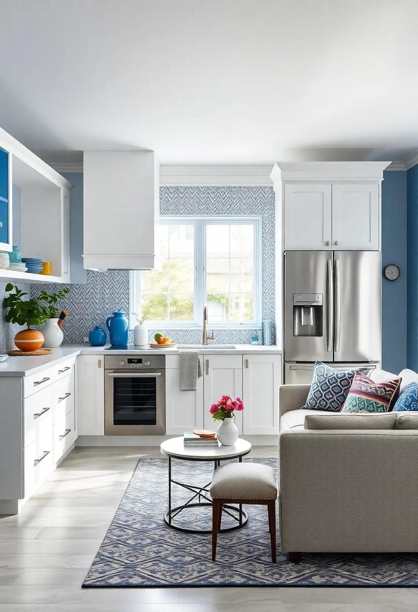 Explore Geometric Patterns: Play with geometric⁤ patterns in wallpaper or decor that incorporate both blue and white for a ⁣modern twist