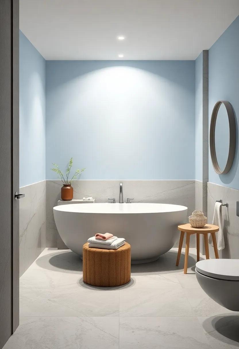 Elegance in Soft Hues: Exploring a High-End Pastel Blue and Silver Bathroom