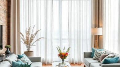 Elevate Your Space: Stylish Living Room Curtains Paired with Wooden Rods