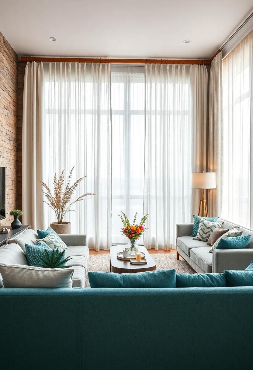 Elevate Your Space: Stylish Living Room Curtains Paired with Wooden Rods