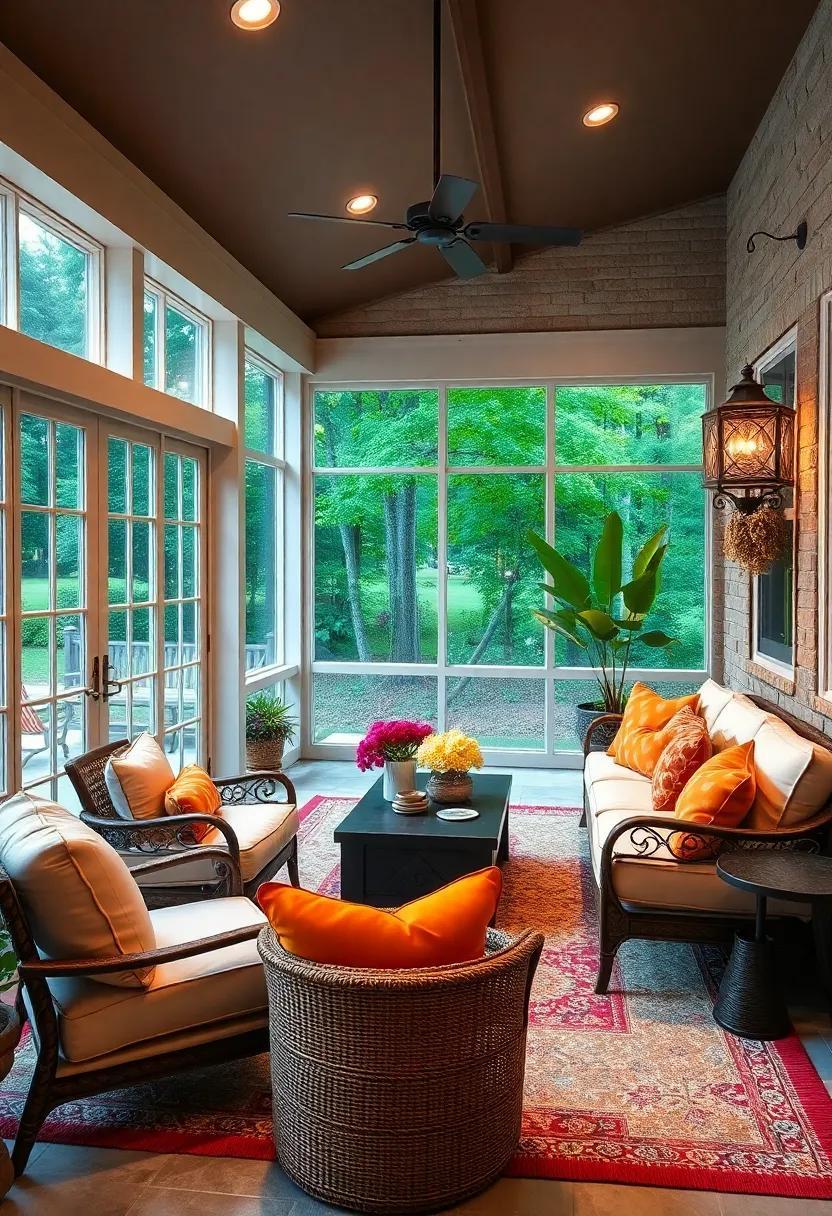Charming Screened Porch Ideas Featuring Elegant French Window Designs