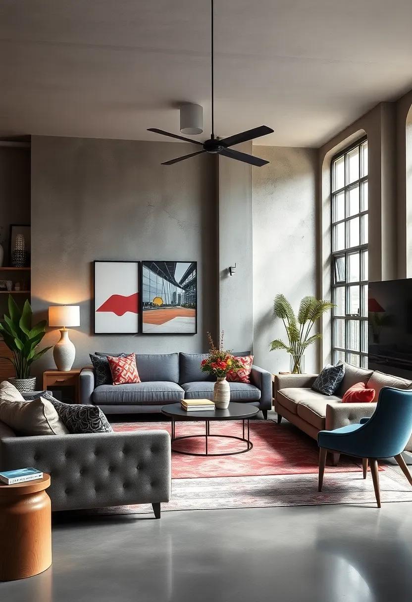 Eclectic Living Room Vibes: Blending Comfort with Industrial Edge