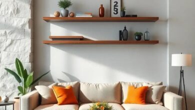 Elevate Your Living Space: Stylish Floating Shelves Above the Sofa Ideas