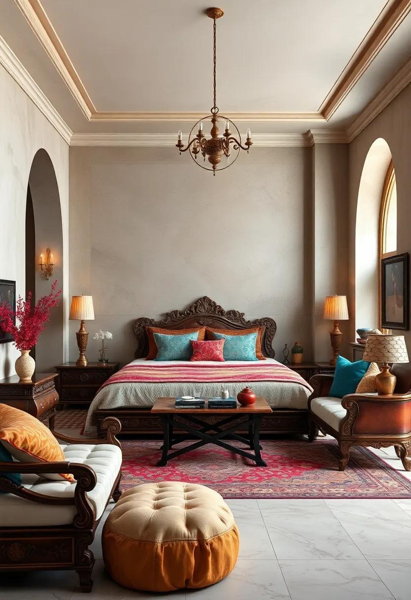 Opulent Indian Maharaja Bedroom: Rich Textiles Meet Carved Wood Elegance