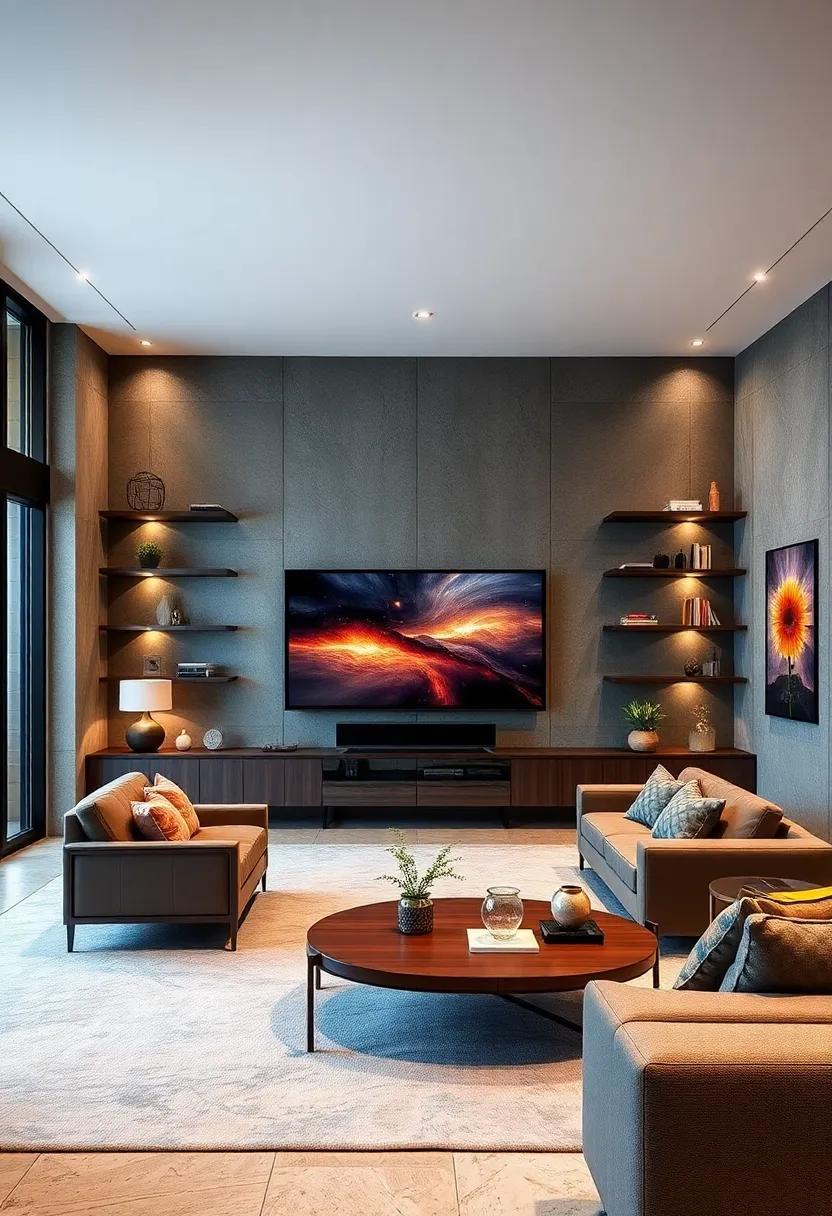Elevate Entertainment: Modern Luxury Home Theaters with Floating Shelves