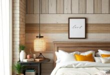 Cozy Farmhouse Chic Bedroom: Distressed Wood & Antique Accents Blend