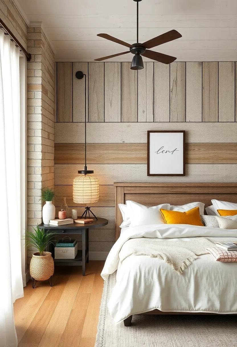 Cozy Farmhouse Chic Bedroom: Distressed Wood & Antique Accents Blend