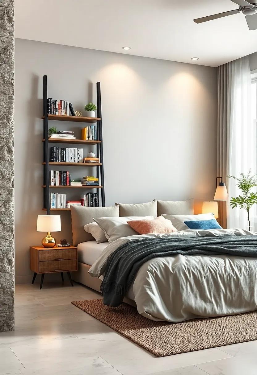 Contemporary Bookshelf Ladder: A practical yet trendy way to display books and decor, offering a space-saving solution‍ with‌ a modern flair