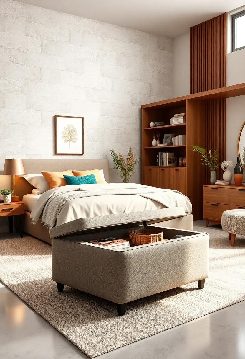 Versatile Storage Ottoman: A‍ chic addition that not only provides seating but also offers hidden storage for blankets or magazines, keeping your space ⁤tidy and stylish
