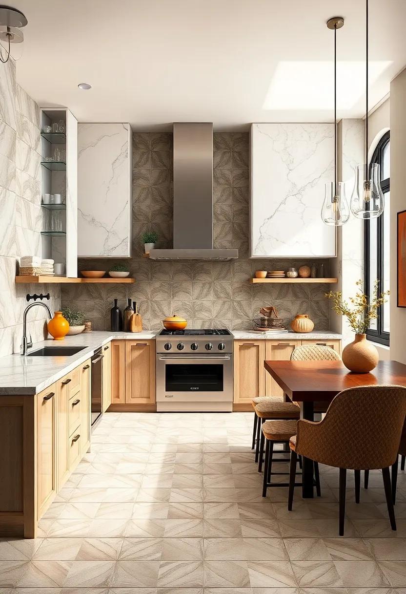 Timeless Elegance Showcased Through Bold Geometric Tiles in Luxurious Art Deco Kitchen Designs