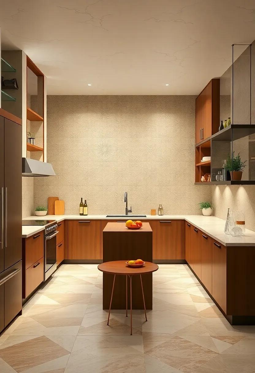 Dynamic Repeating Triangular Motifs Adding an Energetic Vibe to Minimalist Art Deco Kitchen Designs
