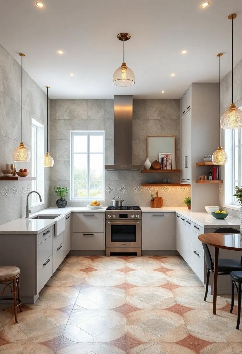 Metallic Inset Detailing Within Tiles Mimicking the Glamour of Vintage Art Deco Lighting Fixtures