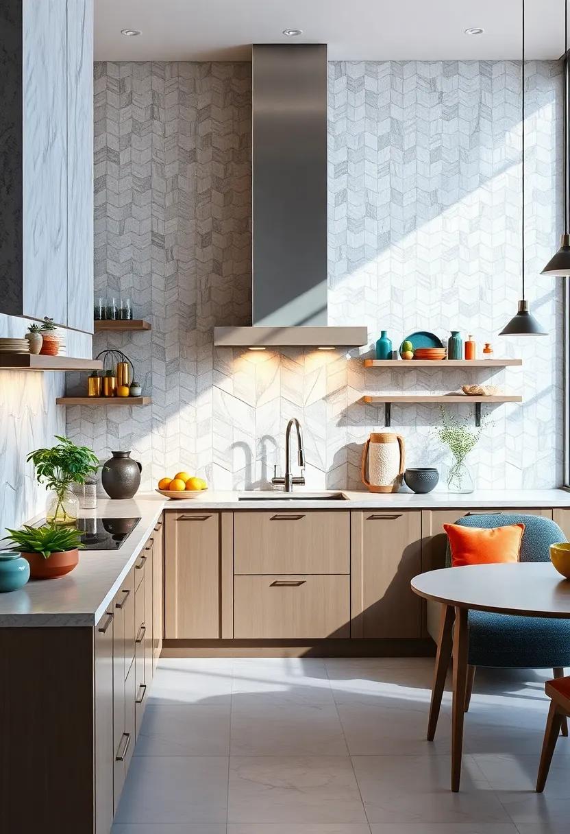 Translucent Glass Tiles Intermingled with Opaque Surfaces to Enhance Light Play in Kitchen Spaces