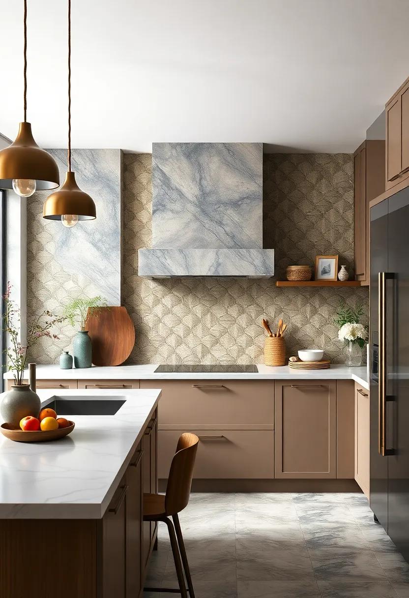 Intricate Mosaic Wall Panels Serving as Stunning Backsplashes in Bold and Sophisticated Kitchen Interiors