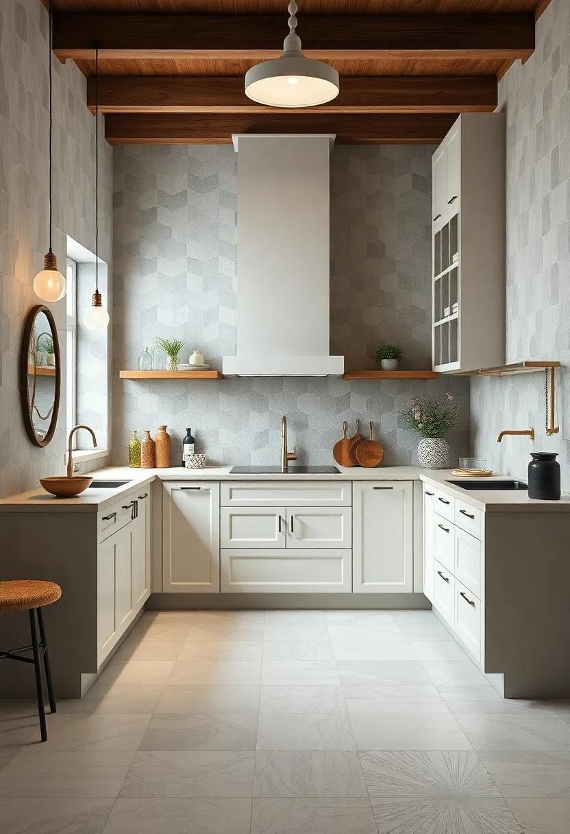 Staggered Geometric Tile Grids Infusing Contemporary Spirit into Classic Art Deco Kitchen Interiors