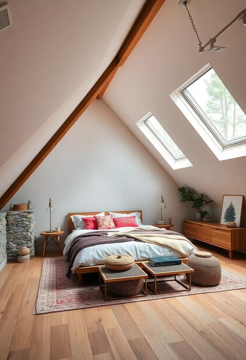 Warm Wooden Slopes and Rustic Beams Framing an Intimate Attic Sleeping Nook