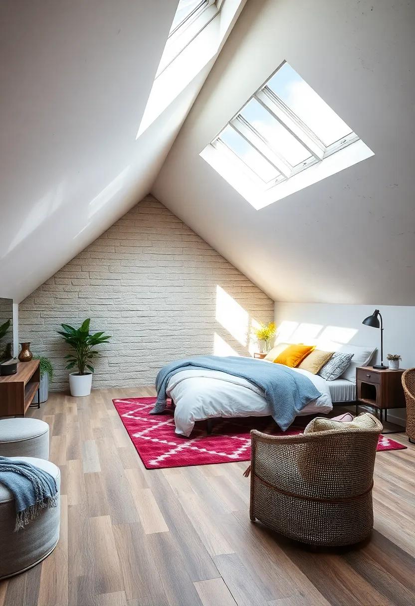 Modern Attic Sanctuary Combining Sleek Furniture and Panoramic Skylight Light Streams