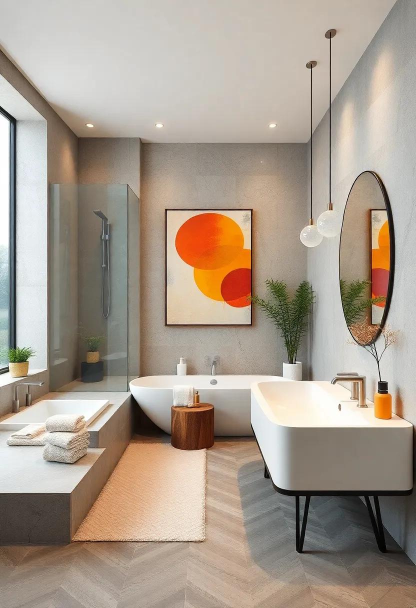 Artistic Touch: Consider adding‍ a⁤ piece ​of artwork or a statement⁢ mural to elevate the ​aesthetic of your bathroom