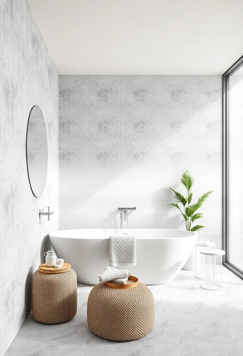 Soft Ombre Gradient Tiles Transitioning from Pure White to Gentle Grey for a Serene Wall Effect