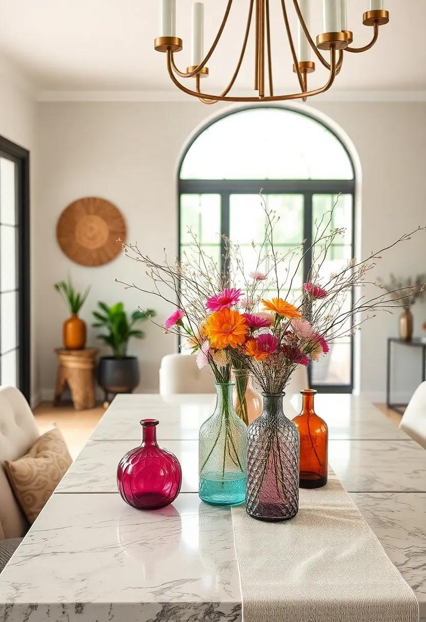 Artistic Glass Vases: fill colorful‍ or textured glass vases with fresh flowers or dried branches for a stunning centerpiece that enhances the boho⁢ theme