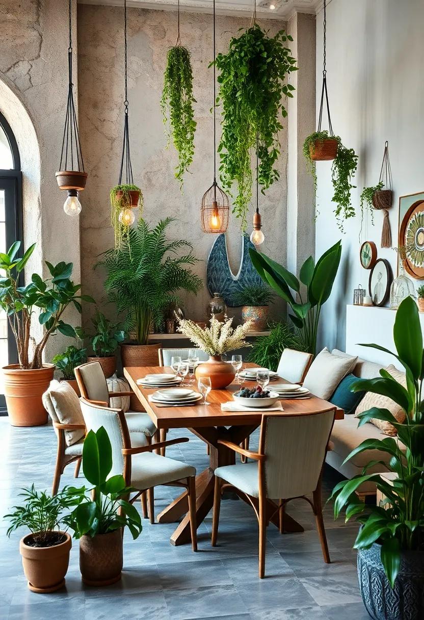 Indoor Plants: ‌Add an ‍array of potted plants and hanging ‍greenery to bring life and freshness to your dining space,enhancing the⁢ boho ⁣vibe