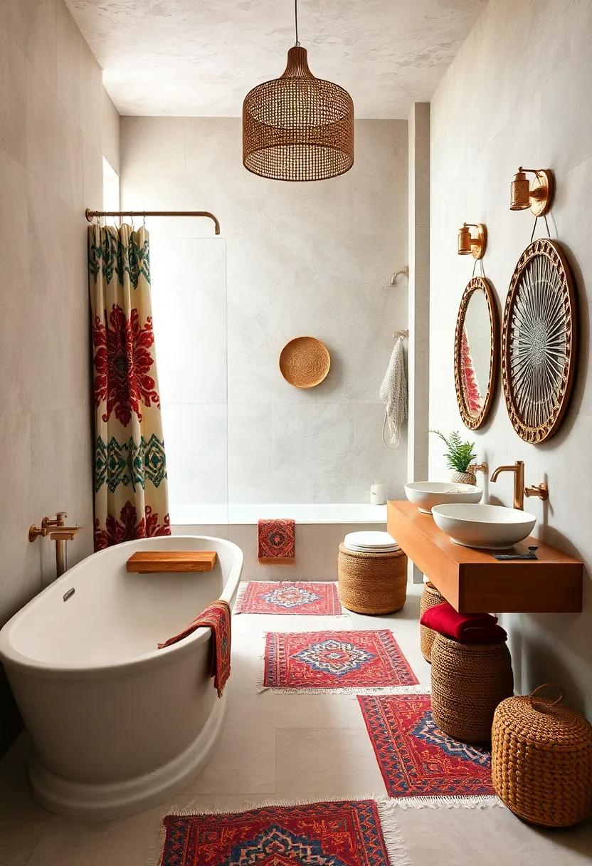 Ethnic ⁢Prints: Incorporate shower curtains or bath​ mats featuring ethnic prints​ that resonate with the enchanting designs found in ​Moroccan‍ culture