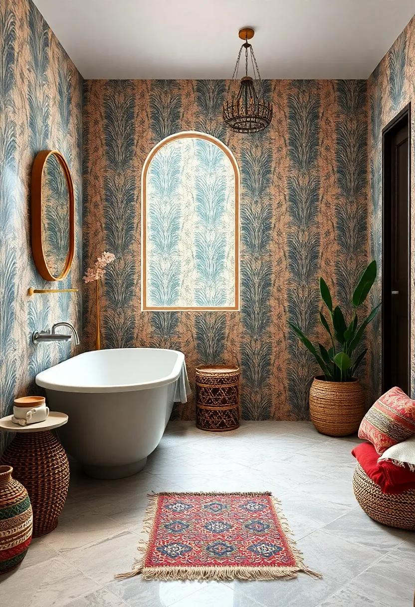 Statement Walls: Use⁢ bold wallpaper featuring Moroccan‍ motifs‌ or ethnic prints to make a dramatic⁣ statement without overwhelming the space
