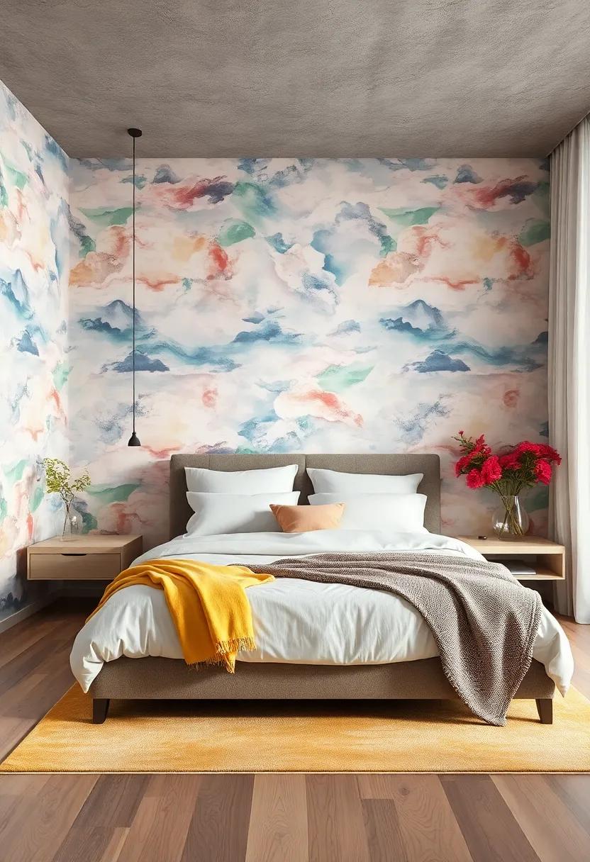 Ethereal Clouds: Soft watercolor patterns resembling⁢ drifting ⁣clouds bring a‍ dreamy quality to your ‍bedroom, promoting relaxation and tranquility