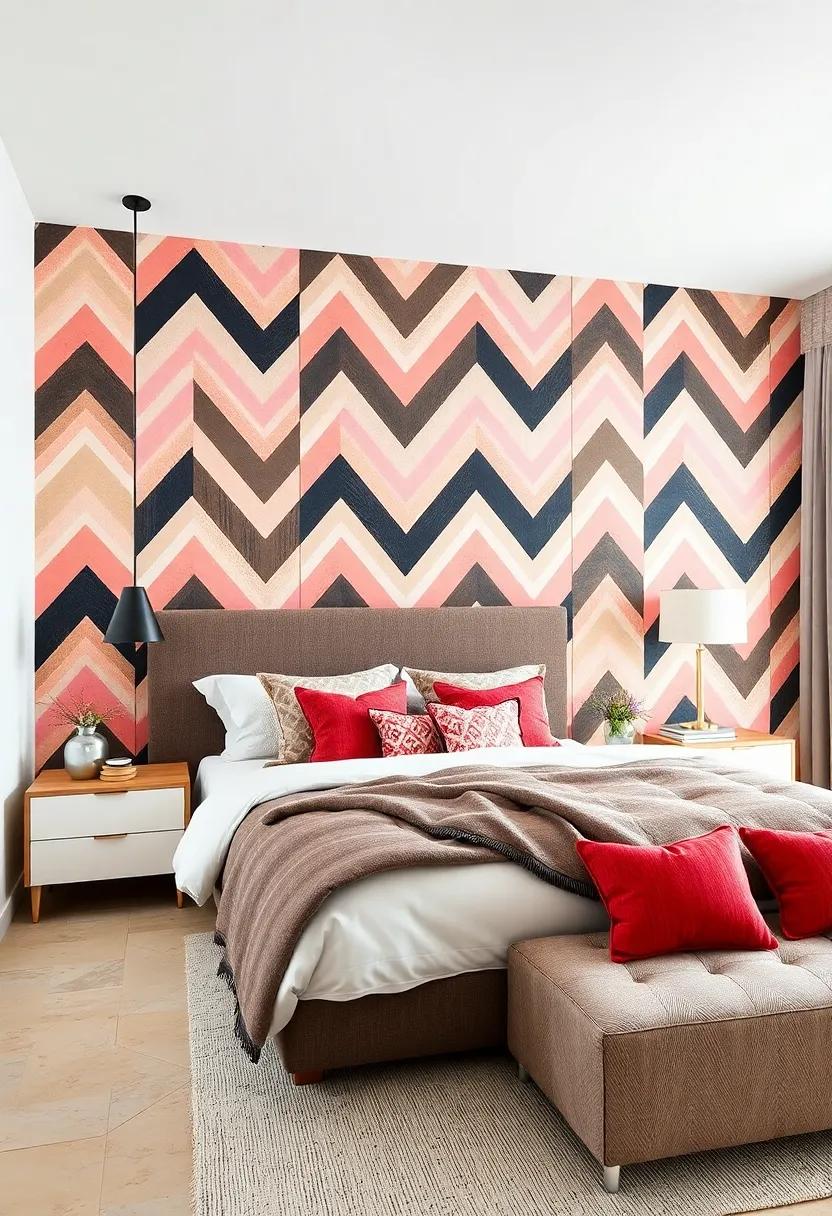 Geometric Glam: Striking chevron patterns in contrasting colors add a modern twist to your walls, making a⁤ bold statement while remaining ⁢sophisticated