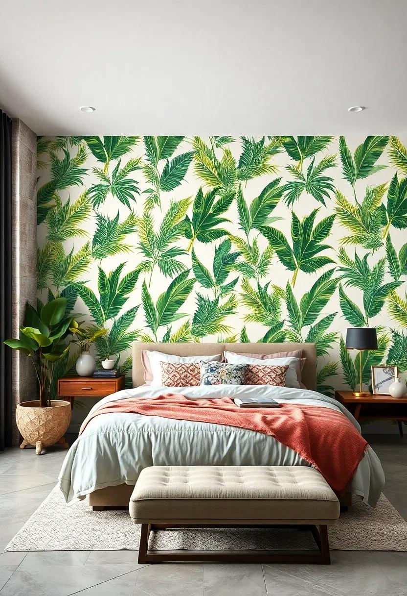 Tropical Paradise: Lush palm leaves and botanical prints create a vibrant sanctuary,⁣ bringing the essence of ⁢vacation and relaxation into your home