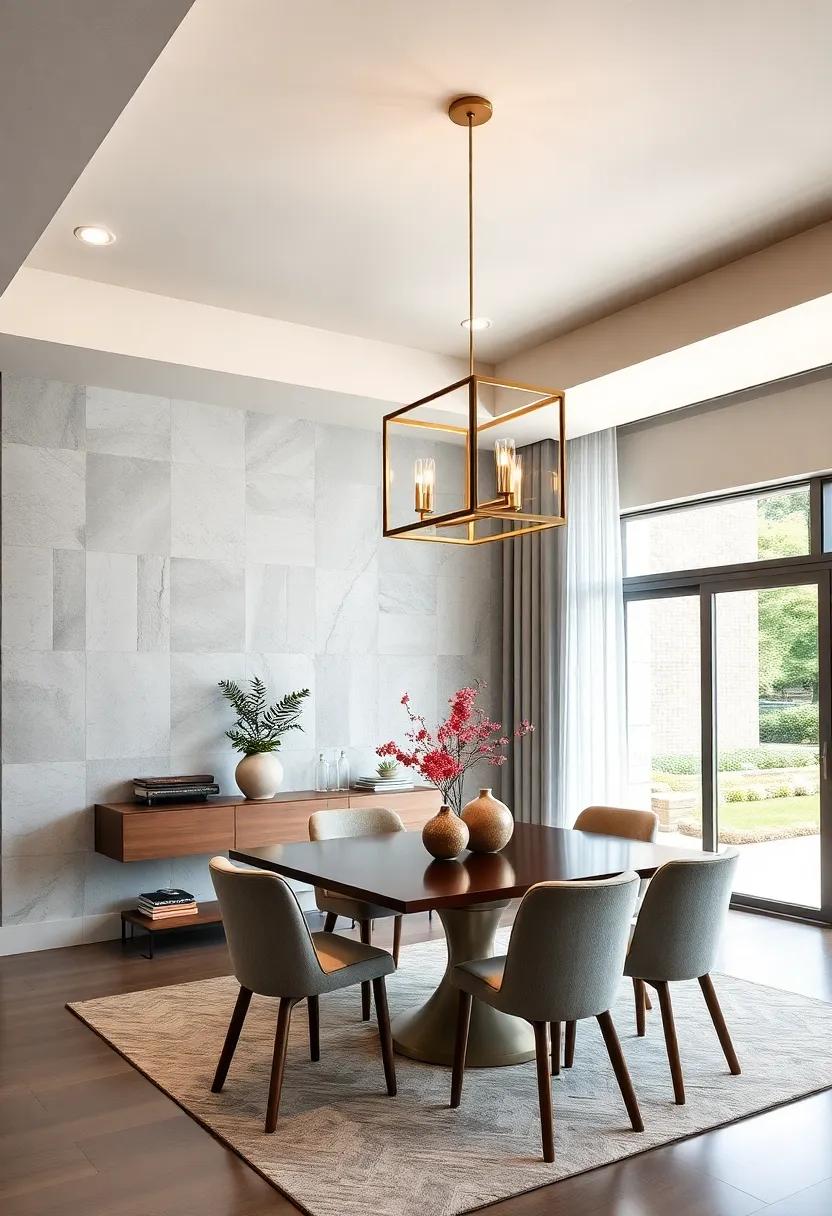 Modern minimalism: A ​sleek, geometric​ chandelier with ⁤clean ‌lines ⁢and metallic⁣ finishes that ⁤adds a⁣ touch of sophistication