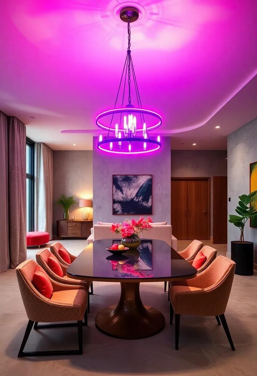 Neon glow:​ An edgy, neon-accented chandelier that adds a pop of color ⁣and ‍modern flair, ‌perfect for​ youthful ‌spaces