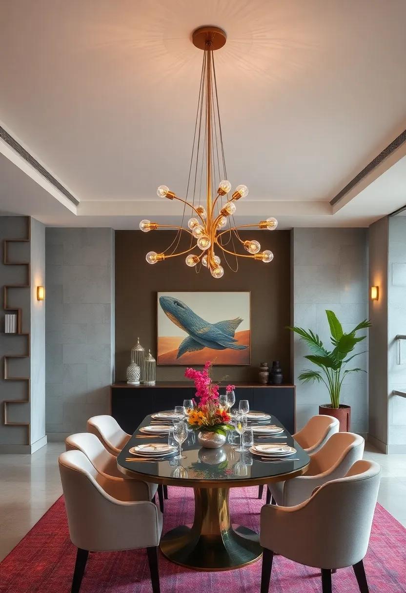 Retro revival:‌ A‌ mid-century modern chandelier featuring soft curves and⁤ vibrant colors, reminiscing of nostalgic dinner parties