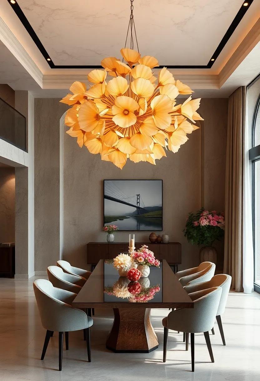 A statement piece: The oversized floral‌ chandelier that brings ⁢nature indoors‌ with its intricate petal ⁣designs and soft ​lighting